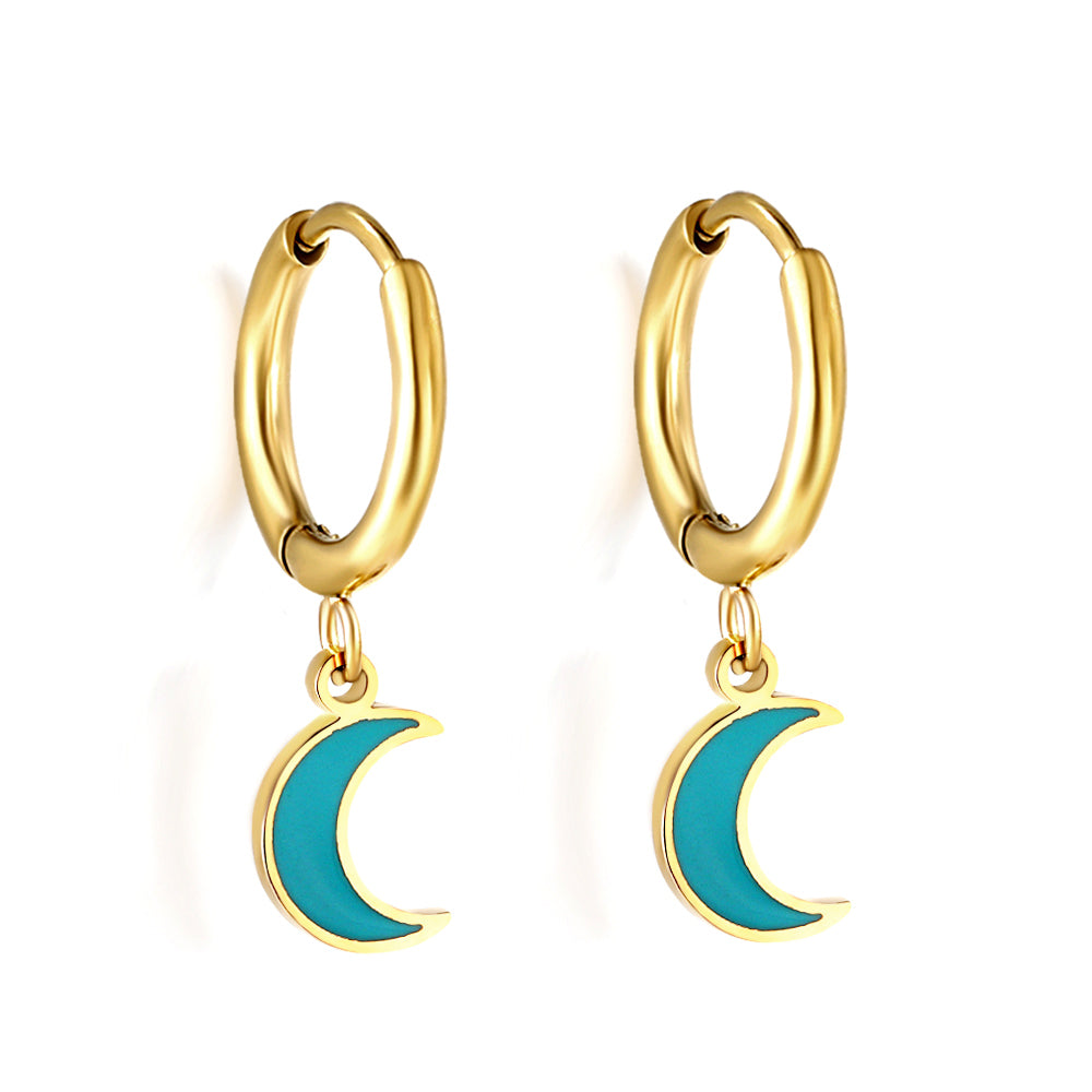 1.5x12.5mm circle with blue moon earrings asonjewelry